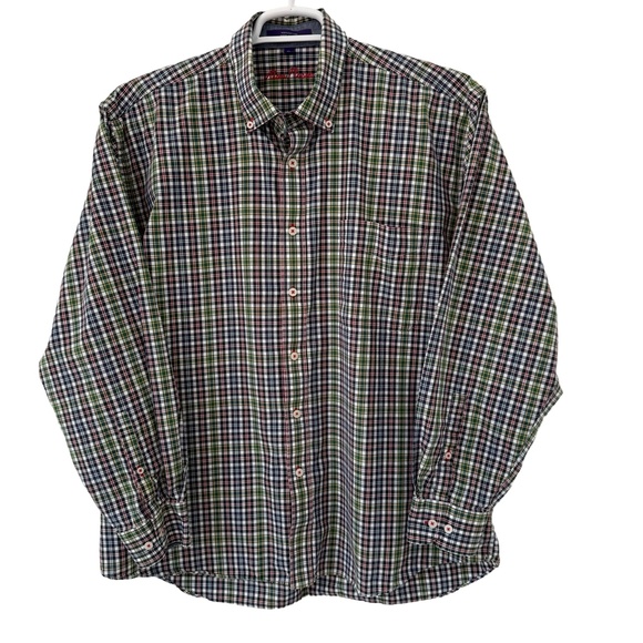 Alan Flusser Other - Alan Flusser Shirt Mens XL White Blue Green Red Plaid Casual‎ Long Sleeve Pocket